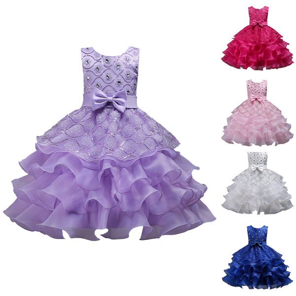 Köp Flickor prinsessklänning kostymer mode prinsessklänning tutu Violett  130(6-7T) | Fyndiq