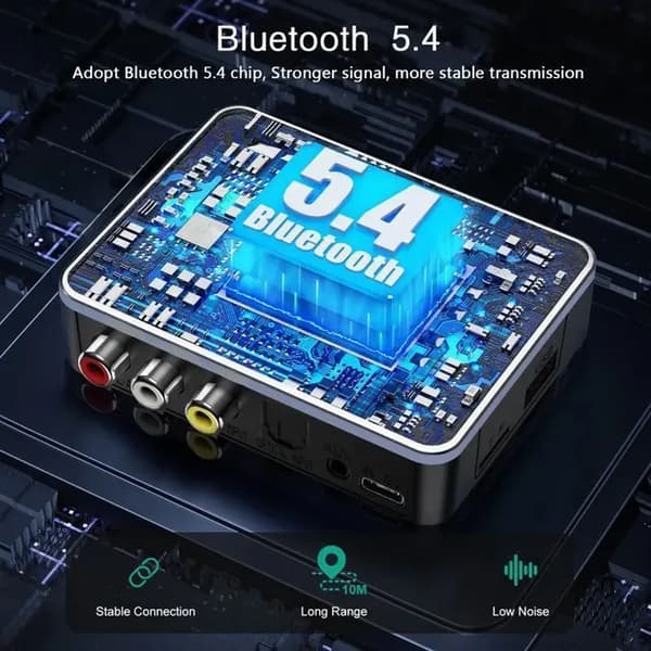 2-i-1 Bluetooth lydadapter (sender/mottaker) - Bluetooth 5.4 - 10m rekkevidde - 200mAh batteri