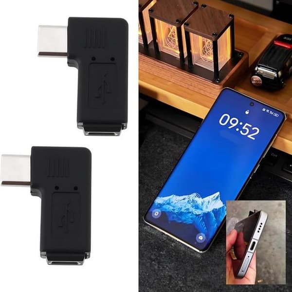 2-porttinen USB-C uros-Mini USB naaras -sovitinmuunnin - Musta