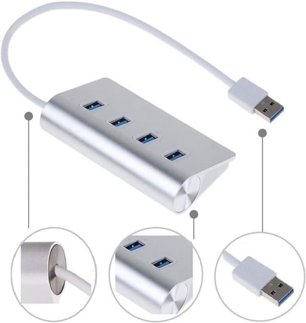 4-ports USB 3.0 Hub Splitter Højhastigheds dataoverførsel til Mac PC Laptops (SØLV)