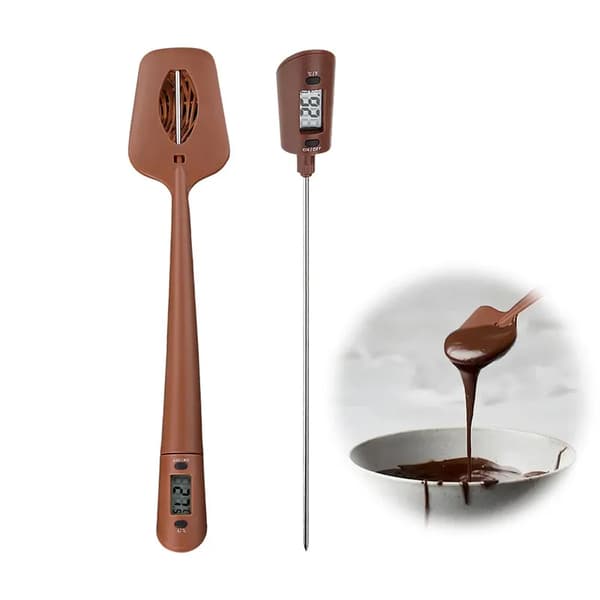 Matlagningstermometer med silikonspatel – for rask temperaturmåling av sirup, sjokolade, melk, etc.
