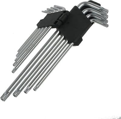 Torx skruetrækkersæt - 9 dele - Lang arm - Vinkelnøgle