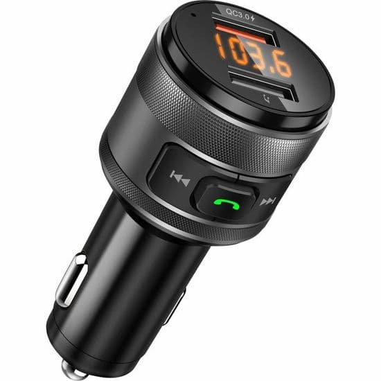 Bluetooth FM-senderadapter, QC3.0 USB trådløs biloplader håndfri radioadapter dobbelt USB-nøgle