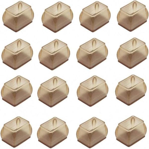 16-pack Rectangular Chair Leg Protectors with Felt Lining, Thermoplastic Rubber, Protects Against Scratches and Noise