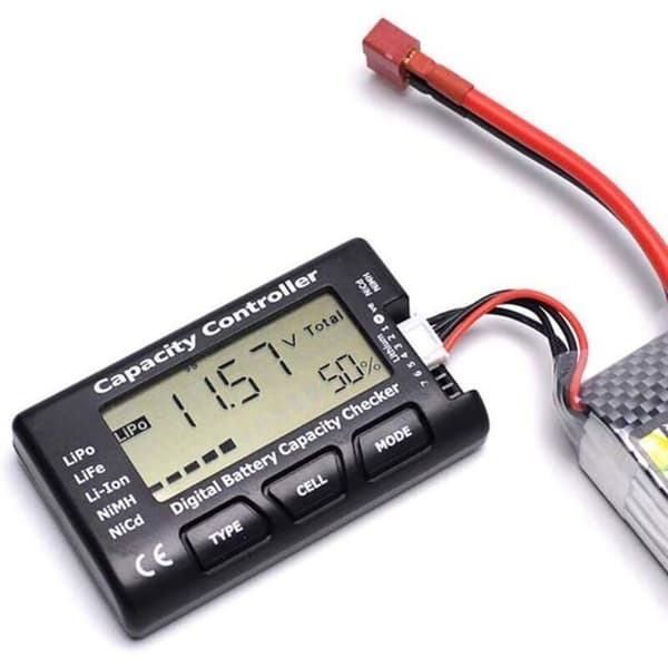 Digital batterikapacitetstester - LCD-skærm - Spændingstester - Til LiPo