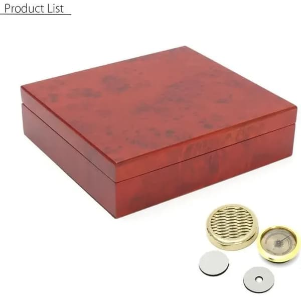 Brun cigarhumidor i cedertræ med hygrometer
