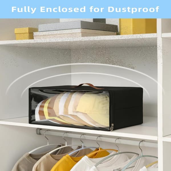 Set of 2 Front Opening Cap Storage, Stackable Sturdy Storage Bins with Clear Window, Space Saving Cap Organizer for Closet