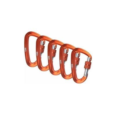 12KN Karabinhage - 5 Stk - Orange - 7075 Aluminiumslegering