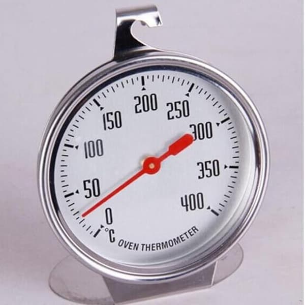 2,4-tommer ovntermometer, velegnet til elektriske ovne, med stor krog og base, rustfrit stål, køkkentemperatursensor.