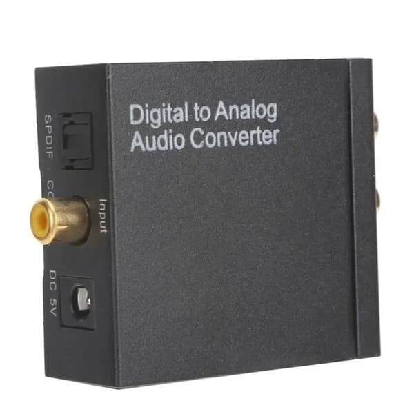 Qiilu lydkonverterer 3,5 mm lydadapter digital optisk til analog RCA L/R koaksialkonverterer for