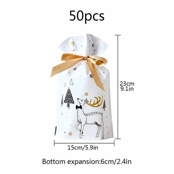 50 st presentpåsar med dragsko, julgodispåsar, presentpåsar, smyckespåsar för bröllopsfester och DIY-hantverk