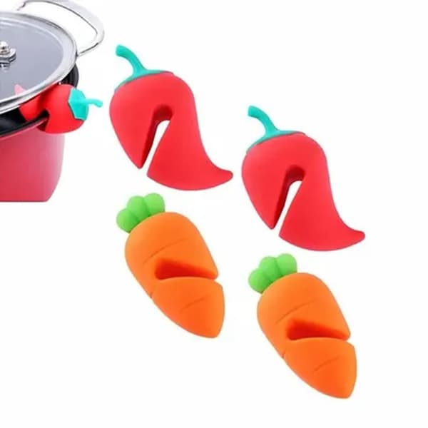 Silikonlockstöd mot överkokning, 4-pack, vikbara, mikrovågssäkra, läckagesäkra, röd/orange