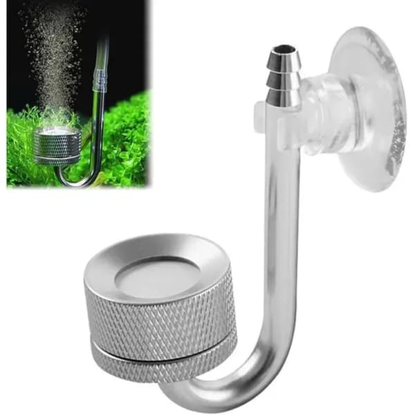 Kuldioxiddiffusor, akvarie CO2-diffusor med sugekop, til akvarium, sølv
