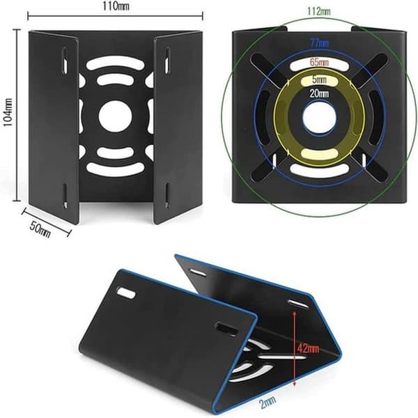 Universal Vertical Pole Mounting Adapter Bracket - for CCTV Security Camera & PTZ Dome Camera - Black - with 4 Mounting Loops