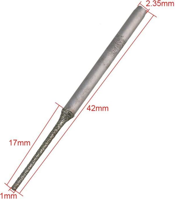 Förlängda borr - 10-pack - Diamant - 1 mm - Silverspets