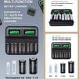 8-slots AA/AAA/C/D Genopladelig Batterioplader, Multifunktionel Smart USB Batterioplader med LCD-display