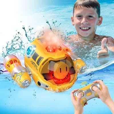 Gul vanntett fjernkontrollbåt - RC tvillingpropeller med spray og lys YYV