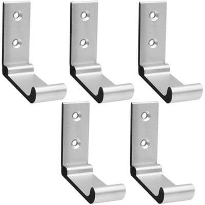 5 stk. sølv foldbare vægkroge, 90° solid aluminium håndklædeholder, + rustfri stålskruer