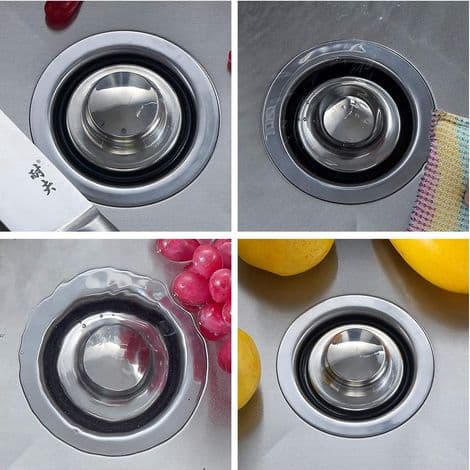 Vaskepropper, køkkenvaskprop i rustfrit stål, stor bred kant 3,35 tommer (85 mm) diameter (3-pak)