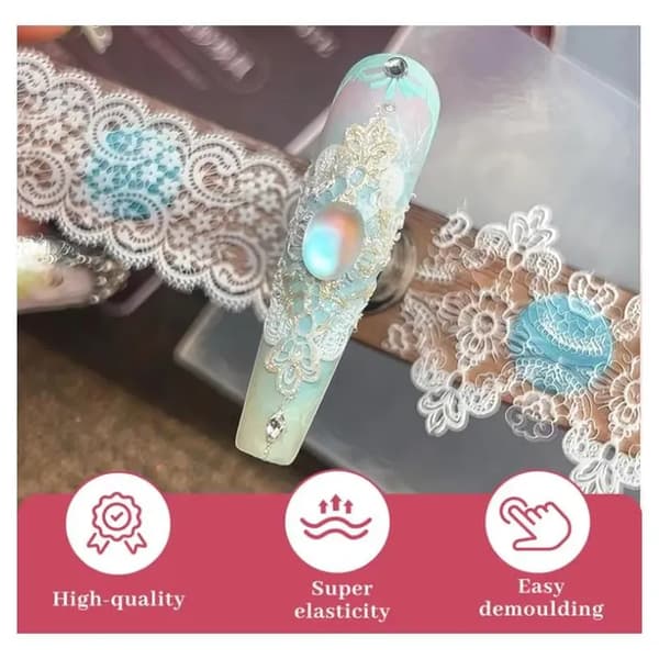 Nagelform, Nageldesignset med silikonform för 3D-nagelkonst och stämplar, Nageldesignschabloner