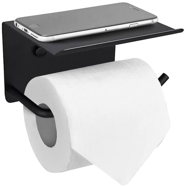 WC-paperiteline, matkapuhelinteline, rauta, musta