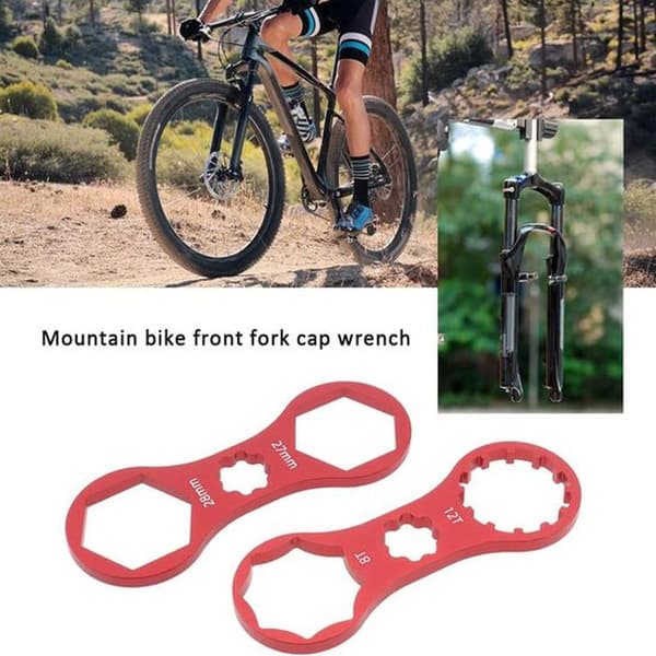 4 Pieces, Bike Fork Wrench, Bicycle Fork Repair Tool, Double Fork Socket Wrenches, Disassembly and Installation Wrench, Bicycle, Red and Blue