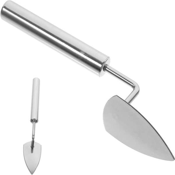Håndskovl til haven - Lille haveske til jord - Til havearbejde - Ergonomisk design - 21 cm længde - Sølv