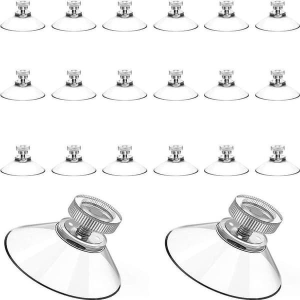 Imukoukut ruuveilla - 41 mm - Läpinäkyvä PVC - M4-kierre - 20 kappaletta
