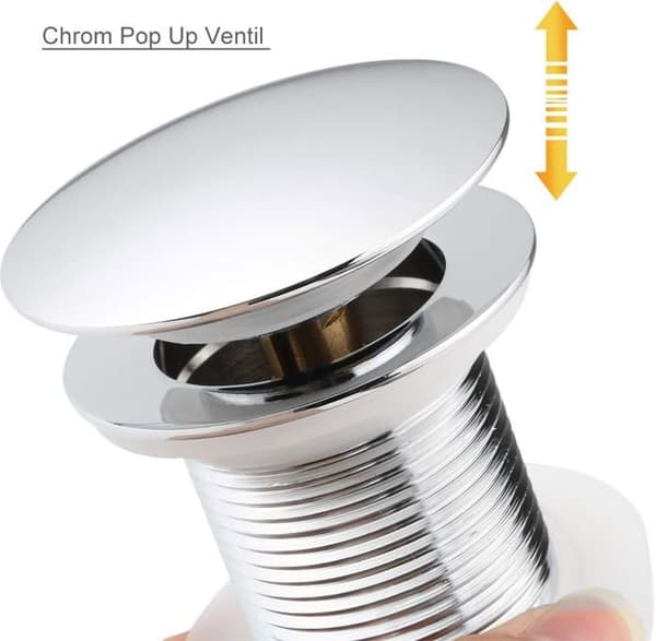 Automatisk pop-up bundventil til forkromet kobbervask - Flere farver - 1 1/4\" - Klik-klak