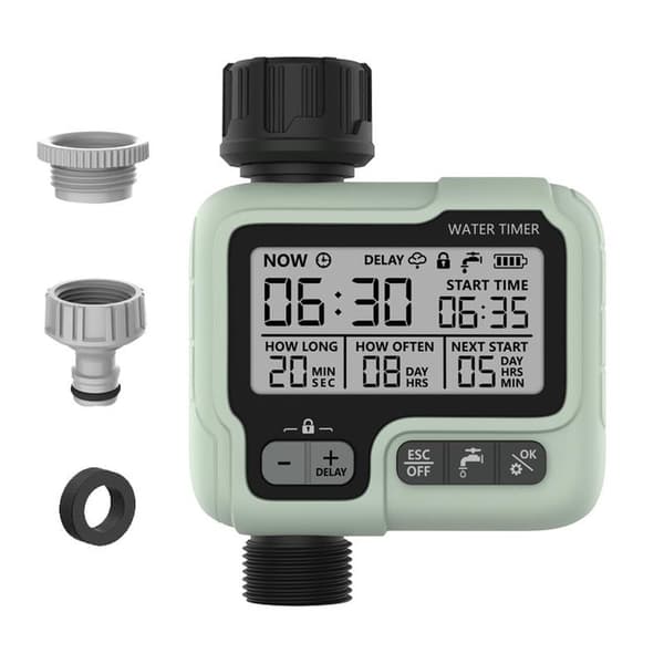 Automatic/Manual Watering Timer - Garden Irrigation Timer - Connect Faucet Timer with Child Lock Mode/Rain Delay/IPX5 Waterproof/LCD Screen