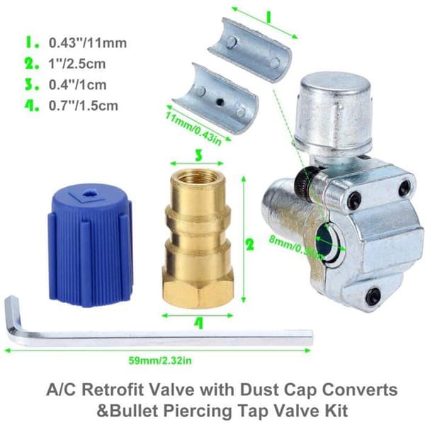 AC Renoveringsventilkit kompatibel med R12, R22 og R134A systemer