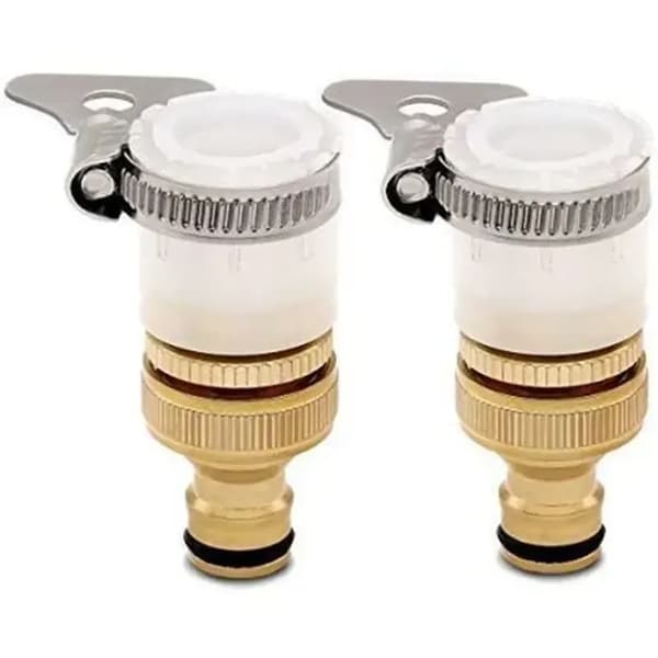 Universal 2-i-1 hun til rillet vandhaneadapter - 1/2 tomme og 3/4 tomme - Rent kobber