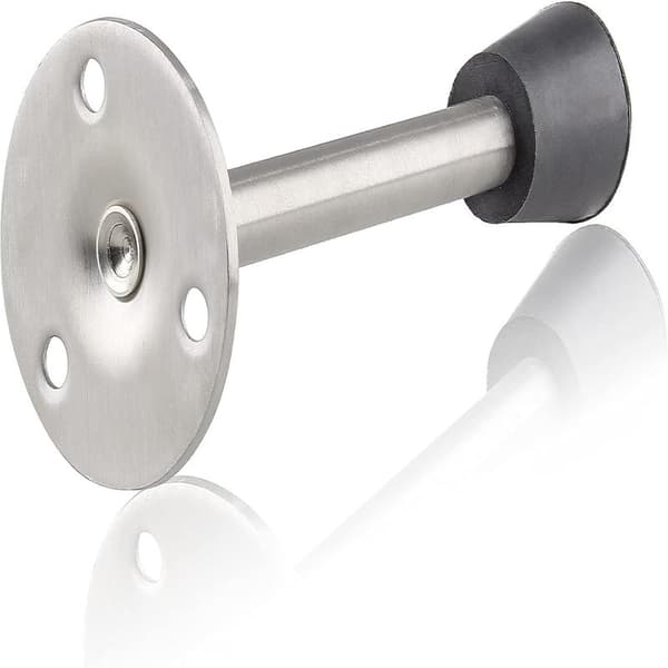 2-pak rustfrit stål, robust dørstopper, 12,7 cm til vægmontering, med gummispids, dæmper til beskyttelse af vægge og døre, 120 mm
