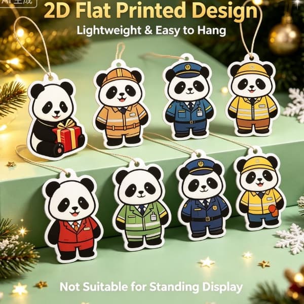 Panda julekalender 2026, 24-dagers nedtelling til jul med 2D flate panda-hengepynt