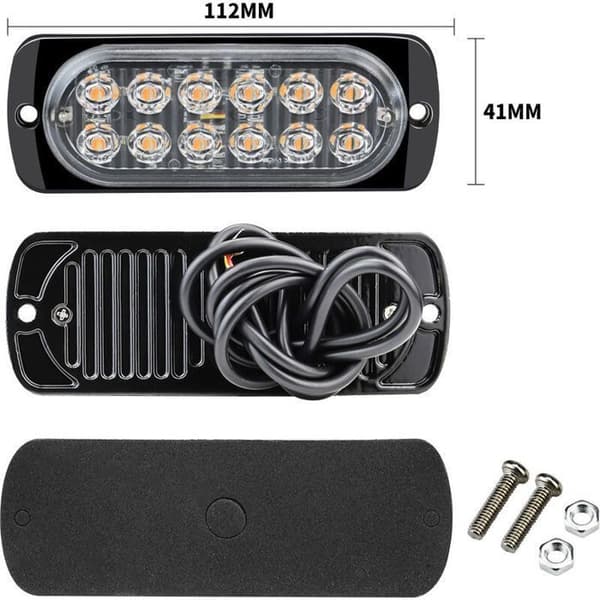 2 stk. 12-24V LED Strobe Bilpærer, Orange Lyse Billys, Trailerlys, Blinkende Strobelys