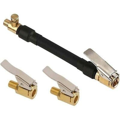 OKZ Dækventiladapter - Oppustningspumpe Slange - 2 Messing Oppustningsdyser - Ventilforbinder - 30 cm