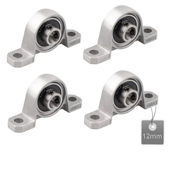 4 stykker bloklejer, kuglelejer, zinklegeringslejer, med solid støbejernsbase (størrelse: 12 mm)
