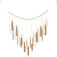 Stor Makrame Väggbonad 39 x 43 tum Vävd Boho Gobeläng Vit Beige Makrame Väggdekor med Pärla