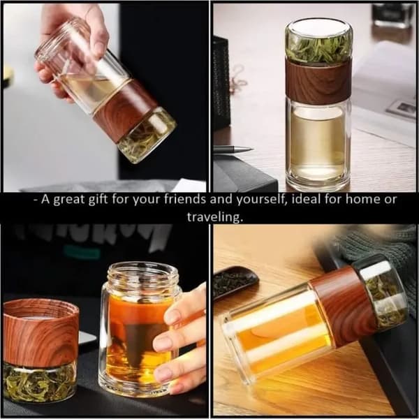 Teinfuser - Glas - 300 ML - Dubbelväggig - Bärbar - Giftfri