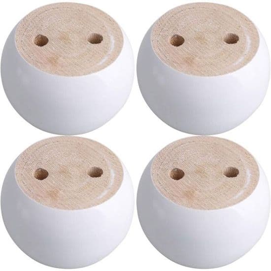 Sæt med 4 runde hvide eukalyptus møbelben 8 x 8 x 5 cm understøtter op til 100 kg