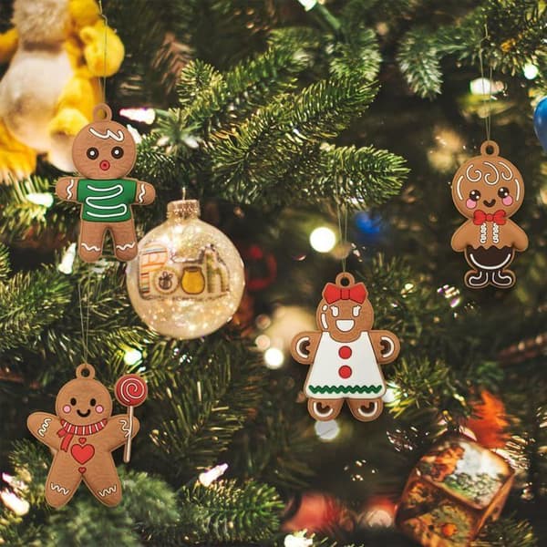 Sæt med 12 julepynt i plastik i form af honningkagemænd - 3-tommer julepynt