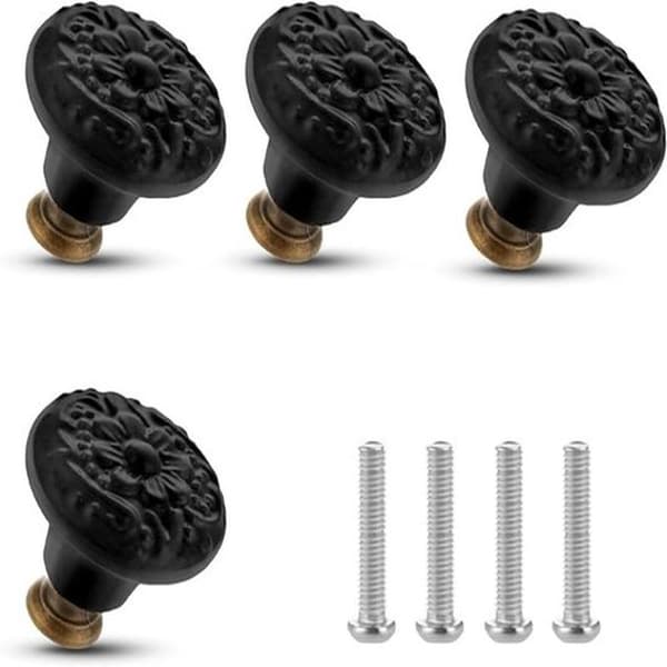 Retro Style Ceramic Drawer Knobs, Suitable for Cabinet Drawers or Doors, Set of 4.