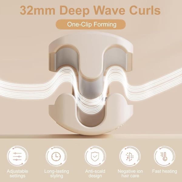 Deep Waves Curling Iron - Curling Iron - 3 Barrel Beach Wave Curling Iron with Adjustable Temp (160°C - 220°C) - 4 Temperatures - Wave Curling Iron