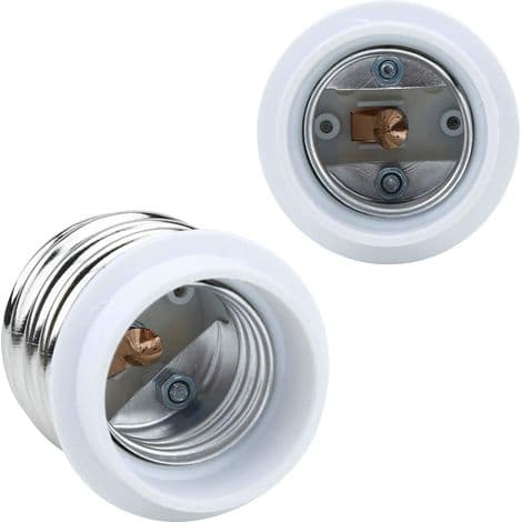 4x E40 til E27 lampefatningsadapter i hvid - Sæt med 4 omformere til lampefatninger til gløde-, LED-, halogen- og energisparepærer