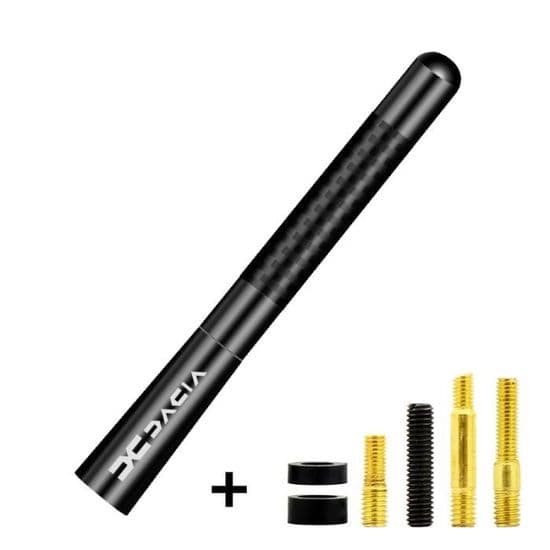 Sort - Antenne til Dacia Duster, Logan, Sandero, Spring, Kulfiber Bilantenne, Kort Antenne