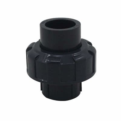 PVC Union Fitting, 32mm Muffe - PVC - Sort - Dimensioner 9.5x7x6cm