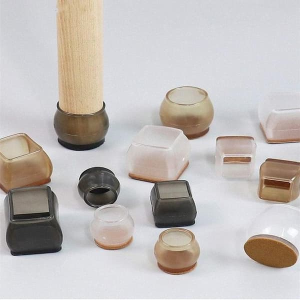 16-pack Rectangular Chair Leg Protectors with Felt Lining, Thermoplastic Rubber, Protects Against Scratches and Noise