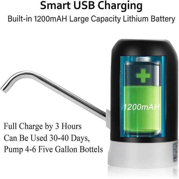 USB Elektrisk Vattendispenser Bärbar Vattenpump för Universella 5 Gallon Flaskor