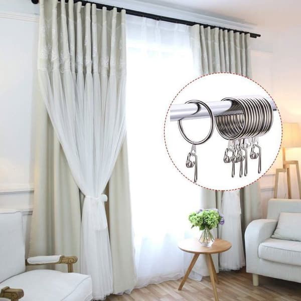 30 stk. metalgardinringe, gardinringe med rustfri klemmer til gardinstænger - 36 mm diameter