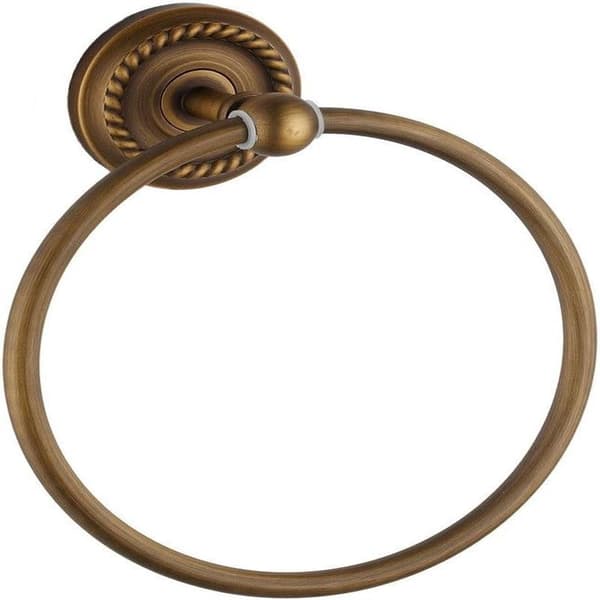 Vintage baderomstilbehør, håndkleringer, gul, kobber, messing, bronse